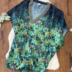 Badgley Mischka Blue and Green Swim Coverup